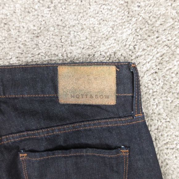 Mott & Bow Jeans Mens 32x32 Blue Slim Dark Wash Straight Zip Fly Denim Pants - Picture 10 of 11
